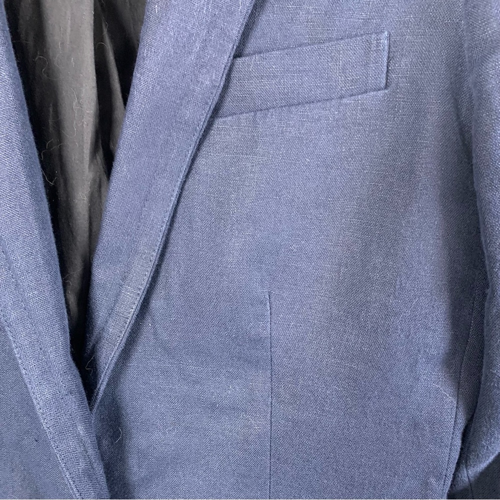 J. Crew Linen Blazer Women Sz 2 Navy‎ Blue Structured Work Capsule Wardrobe - Picture 4 of 13